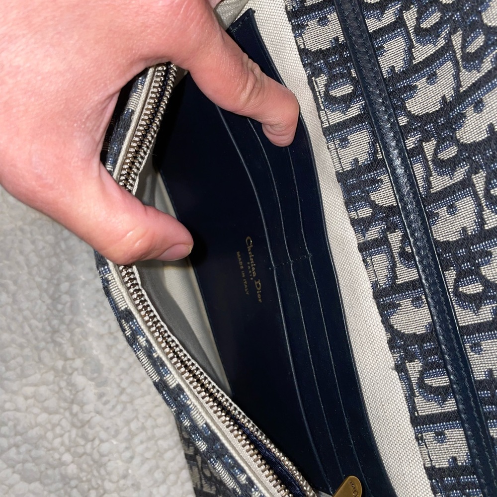 Dior Saddle Wallet On Chain (Saddle Pouch) in Blue Oblique Jacquard - Picture 7 of 13